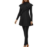 NaLatia Muslimische 3-tlg Schwimmanzug Damen Burkini - Full Cover Islamisch Badeanzug Mit Rutschfest Hose & Kopftuch - Antichlor Strandwear Sport Schwimmanzug