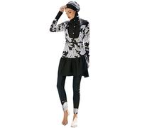 NaLatia Muslimische Damen Muslimisch Bademode 3tlg Kopftuch Bescheidener Badeanzug Islamischer Burkini Badeanzug Langarm Schwimmoberteil mit Hose Hijab Ganzkörper Schwimmanzug