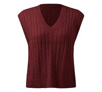 NaLatia Pullunder Damen Ärmellos V Ausschnitt Strickweste Tank Top Weste Strick Casual Pullunder Sweater Weste Sweatshirt Herbst Freizeit Tops