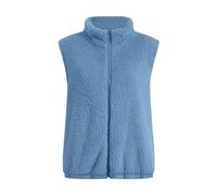 NaLatia Steppweste Damen Lang Teddy Fleece Weste Damen Winter Warm, Ärmellos Fellweste Damen Einfarbig V-Ausschnitt Knöpfen Fleeceweste aus Teddyfell, Fell Weste Kurz Plüschweste