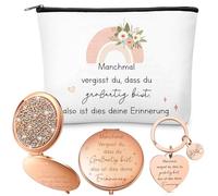 Namalu Geschenke für Kolleginnen Manchmal Vergisst du Das du Großartig Bist 1 Kosmetiktasche 1 Reisespiegel mit Vergrößerung 1 Schlüsselanhänger Abschiedsgeschenke Mitarbeiter Roségold(Erinnerung)