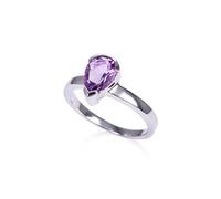 namana 925 Sterling Silber Amethyst Ring für Damen, Sterling Silber Ring mit einem natürlichen Amethyst Edelstein, Silberringe für Frauen mit birnenförmigen Amethyst Edelsteinen, Ringgröße 55