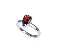 namana 925 Sterling Silber Granatring für Damen, Sterlingsilber Ring mit natürlichem Granat-Edelstein, Silberringe für Frauen mit birnenförmigen Granat-Edelsteinen, Ringgröße 57,5