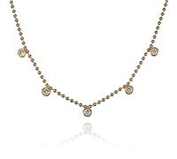 namana Gold Choker Halskette mit Anhängern für Frauen, Vergoldet Collier mit runden CZ Charms, Gold Halsreif, Gold Halsketten, Schmuck-Geschenke für Damen