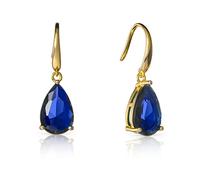 namana Gold-Ohrringe für Damen und Mädchen aus 925er Sterlingsilber mit birnenförmigen blauen Steinen, saphirblaue Ohrringe für Frauen, gold Ohrhänger mit marineblauen Steinen