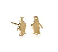 namana goldene Pinguin-Ohrstecker für Damen und Teenager-Mädchen aus 925 Sterling Silber, niedliche tierförmige kleine Ohrstecker aus in vergoldetem Silber für Kinder in Pinguin-Design