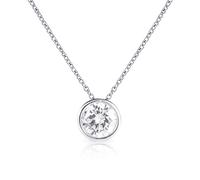 namana Halskette mit Einzelstein-Anhänger aus 925er Sterling Silber für Frauen mit einem klaren Zirkonia-Stein, Solitär-Anhänger-Halskette mit einem weißen Stein