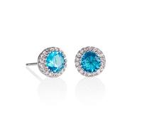 namana hellblaue Strahlenkranz-Ohrstecker mit Cubic Zirkonia in Hellblau, Ohrringe Silber für Frauen mit hellblauen Steinen, Silberohrringe für Damen und Mädchen mit Geschenkbox