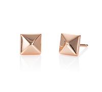 Namana Kleine quadratische Ohrringe für Frauen und Mädchen aus Roségold vergoldetem 925 Sterling Silber, einfache Roségold Ohrstecker 925 für Damen in Pyramidenform, Roségold Schmuck für Frauen
