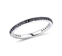 namana Schmaler Sterling Silber Ring für Damen. Silberringe für Frauen mit schwarzen Spinell-Edelsteinen. 925 Sterlingsilber Ringe mit schwarzen Steinen Ring Größe 58