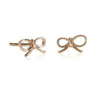 namana Zarte Schleifen-Ohrringe aus Rosegold vergoldetem 925 Silber, Zierliche Mädchen-Ohrringe im Schleifenmuster, Rosegold Schleifen-Ohrstecker für Frauen und Mädchen, Rosegold Kinderohrringe