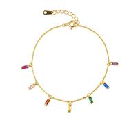 namana Zartes Charm-Armband Damen 925 Silber oder vergoldet - Feines Armband mit farbigen Zirkonia-Steinen, elegantes Schmuckstück für Frauen und Mädchen, edles Design, Geschenk im Etui