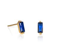 namana Zierliche goldene Baguette-Ohrstecker aus 925 Sterlingsilber mit farbigen Cubic Zirkonia-Steinen, kleine Ohrringe für Damen und Mädchen, vergoldete Mini-Ohrstecker für Frauen