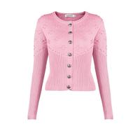 Namatime Damen Trachtenjacke Bolero Dirndl Jacke Kurze Trachten Strickjacke mit Knopfleiste Oktoberfest Outfit Rosa 34