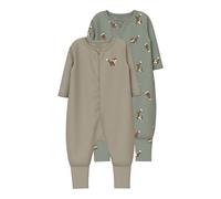 NAME IT 2er-Pack Schlafoveralls mit Klappfuß Füchse 86 beige/grün