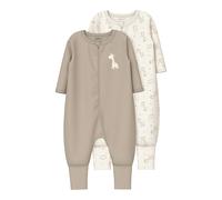 NAME IT 2er-Pack Schlafoveralls mit Klappfuß Giraffen 92 beige/natur