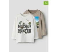 name it 2er-Set: Longsleeves "Voto" in Beige - Größe 92 | Kinder Longsleeves