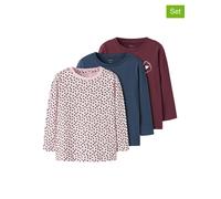 Langarmshirt NAME IT "NMFNIA 3P LS TOP", Mädchen, Gr. 98, burgundy pack:burgundy, early hours, sargasso sea, Jersey, Obermaterial: 100% Baumwolle, bedruckt, normal, Rundhals, Shirts Langarmshirt (4249