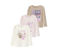 name it 3er-Set: Longsleeves "Ollia" in Beige - Größe 104 | Kinder Longsleeves
