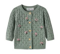 NAME IT Ajour-Strickjacke Blumenstickerei 56 salbei