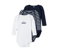 NAME IT Baby-Jungen NBMBODY 3P LS YD 2 NOOS Strampler, Mehrfarbig (Dark Sapphire Dark Sapphire), 56 (3er Pack)