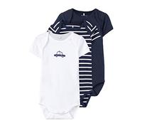 NAME IT Baby - Jungen NBMBODY 3P SS Dark Sapphire YD NOOS Strampler,3per Pack Blau (Dark Sapphire Dark Sapphire),62 (Herstellergröße:62)