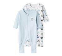 NAME IT Baby - Jungen Nbmnightsuit 2p Zip Ff Elephant Noos Schlafanzug, Baby Blue, 92 EU