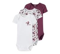 NAME IT Baby Mädchen 3er-Pack Kurzarm Bodys Prune Purple 62
