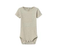 Kurzarmbody NAME IT "NBFKAB SS BODY NOOS", Jungen, Gr. 80, N-Gr, beige (peyote melange), Rippware, Obermaterial: 57% Baumwolle, 38% Modal, 5% Elasthan, unifarben, regular fit normal, Rundhals, Bodys,