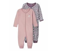 NAME IT Baby-Mädchen NBFNIGHTSUIT 2P Zip Black Plum FLO. NOOS Schlafanzug, 50