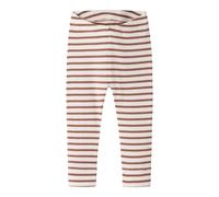 Leggings NAME IT "NBNBANI XSL LEGGING NOOS", Mädchen, Gr. 86, N-Gr, toasted coconut, Feinripp, Obermaterial: 57% Baumwolle, 38% Modal, 5% Elasthan, geringelt, gestreift, slim fit knöchellang, Hosen Le