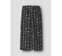 Schlupfhose NAME IT "NKFVINAYA 7/8 WIDE PANT", Mädchen, Gr. 140, N-Gr, schwarz sapphire aop:aztec inspirot, Web, Obermaterial: 98% Polyester, 2% Elasthan, Paisley, bedruckt, loose fit normal, Hosen Sc