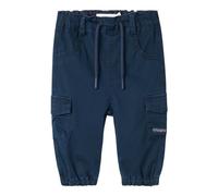 Cargohose NAME IT "NBMBEN CARGO R TWI PANT 1771-HI NOOS", Jungen, Gr. 68, N-Gr, blau (navy blazer), Web, Obermaterial: 98% Baumwolle, 2% Elasthan, unifarben, casual, relaxed fit knöchellang, Hosen (17