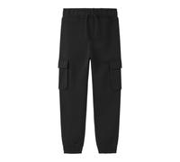 Sweathose NAME IT "NKMOLLIE CARGO PANT BRU NOOS", Jungen, Gr. 128, N-Gr, schwarz, Sweatware, Obermaterial: 60% Baumwolle, 40% Polyester, unifarben, casual, loose fit, Hosen (63796101-128) schwarz