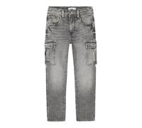 Cargojeans NAME IT "NKMSILAS TAP CARGO JEANS 6650-AZ NOOS", Jungen, Gr. 128, N-Gr, blau (medium grau denim), Denim/Jeans, Obermaterial: 99% Baumwolle, 1% Elasthan, Abriebeffekte, slim fit knöchellang,