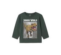 Langarmshirt NAME IT "NMMJEWEL JURASSIC NREG LS TOP NOOS SKY", Jungen, Gr. 86, grün (garden topiary), Jersey, Obermaterial: 95% Baumwolle, 5% Elasthan, bedruckt, normal hüftbedeckend, Rundhals, normal