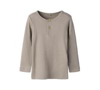Langarmshirt NAME IT "NMMKAB LS TOP NOOS", Jungen, Gr. 86, beige (pure cashmere), Feinripp, Obermaterial: 57% Baumwolle, 38% Modal, 5% Elasthan, meliert, normal normal, Rundhals, abgesteppte Kante, Sh