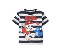T-Shirt NAME IT "NMMMILAN PAW SS NREG TOP BOX CPLG", Mädchen, Gr. 110, navy blazer, Jersey, Obermaterial: 95% Baumwolle, 5% Elasthan, bedruckt, geringelt, gestreift, normal normal, Rundhals, Shirts T-