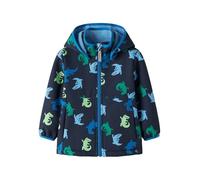 Softshelljacke NAME IT "NMMMALTA05 SOFTSHELL JACKET AOP FO", Jungen, Gr. 110, schwarz sapphire aop:crocodile, Softshell, Obermaterial: 95% Polyester, 5% Elasthan, bedruckt, normal, elastischer Bund, J