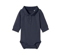 Langarmbody NAME IT "NBMHOLGER LS POLO BODY NOOS", Jungen, Gr. 86, N-Gr, blau (schwarz sapphire), Jersey, Obermaterial: 95% Baumwolle, 5% Elasthan, unifarben, regular fit, Bodys (14845521-86) schwarz