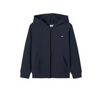 Kapuzensweatjacke NAME IT "NKMVIMO LS SWEAT CARD BRU NOOS", Jungen, Gr. 158/164, blau (schwarz sapphire), Sweatware, Obermaterial: 60% Baumwolle, 40% Polyester, unifarben, taillenbedeckt, Rundhals, Ri
