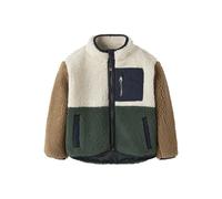 Plüschjacke NAME IT "NMMMACEY TEDDY JACKET BLOCK NOOS", Jungen, Gr. 128, bunt (jungle grün), Plüsch, Obermaterial: 100% Polyester, normal, Jacken, Kunstfaser (23006816-128) jungle grün