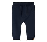 Sweathose NAME IT "NBNTAKKI für Mädchen und Jungen mit Kordelzug", Baby, Gr. 110, N-Gr, blau (schwarz sapphire), Sweatware, Obermaterial: 95% Baumwolle, 5% Elasthan, unifarben, casual, normal knöchell