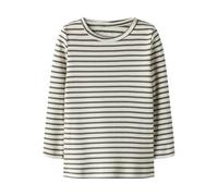 Langarmshirt NAME IT "NMNBANI LS XSL TOP NOOS", Jungen, Gr. 80, grün (dusty olive), Jersey, Obermaterial: 57% Baumwolle, 38% Modal, 5% Elasthan, geringelt, gestreift, slim fit hüftbedeckend, Rundhals,