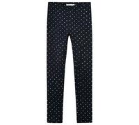 Leggings NAME IT "NKFDAVINA AOP SWE LEGGING BRU NOOS", Mädchen, Gr. 140, N-Gr, schwarz sapphire aop:with hellweiß dots, Jersey, Obermaterial: 95% Baumwolle, 5% Elasthan, gepunktet, lang, Hosen Legging