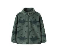 Fleecejacke NAME IT "NMNSPEKTRA FLEECE JACKET AOP FO", Mädchen, Gr. 128, grün (laurel wreath), Fleece, Obermaterial: 100% Polyester, bedruckt, regular fit normal, hoch geschlossener Ausschnitt, Jacken