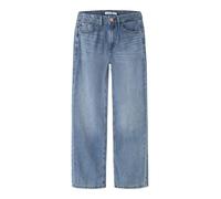 Straight-Jeans NAME IT "NKFROSE HW STRAIGHT JEANS 9222-BE NOOS", Mädchen, Gr. 128, N-Gr, blau (medium blau denim), Denim/Jeans, Obermaterial: 100% Baumwolle, unifarben, straight fit, Jeans Straight-Je