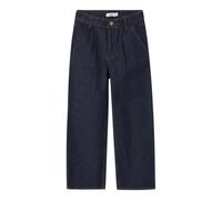 Relax-fit-Jeans NAME IT "NKFBELLA HW W PLEAT JEANS 3020-AZ L NOOS", Mädchen, Gr. 164, N-Gr, blau (dunkelblau denim detail:unwashed), Denim/Jeans, Obermaterial: 99% Baumwolle, 1% Elasthan, leichte Abri