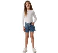 Jeansshorts NAME IT "NKFBELLA REG DNM SHORTS 3674-BE NOOS", Mädchen, Gr. 152, N-Gr, blau (medium blau denim detail:heart embroidery), Denim/Jeans, Obermaterial: 100% Baumwolle, Abriebeffekte, bestickt