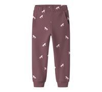Sweatpants NAME IT "NMFVALBA SWE PANT UNB NOOS", Mädchen, Gr. 80, N-Gr, lila (wild ginger detail:with parfait pink unicorns), Sweatware, Obermaterial: 100% Baumwolle, bedruckt, normal knöchellang, Hos
